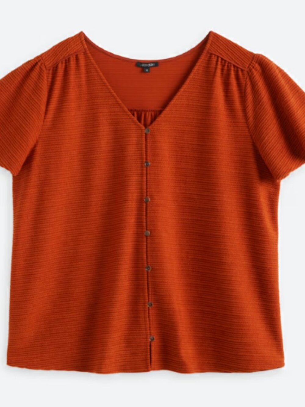 Papermoon Short Sleeve Button Front Knit Top 2X